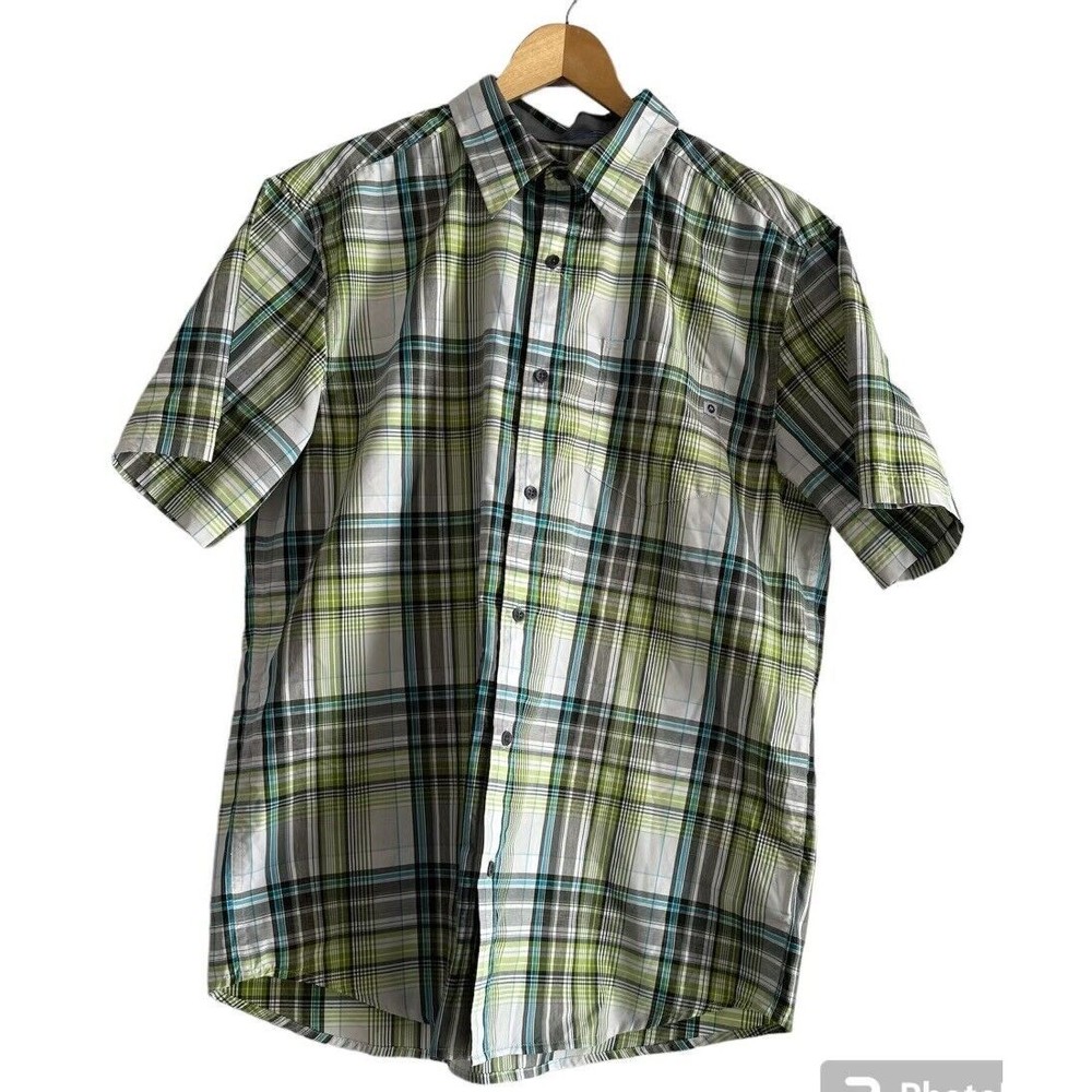 Marmot Elridge Men's Button Up Shirt Size Large Green Plaid Short Sleeve